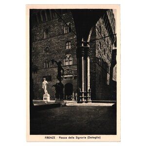 Vintage Firenze Piazza Della Signoria Postcard Nova Lux Tourism Italy Perseus